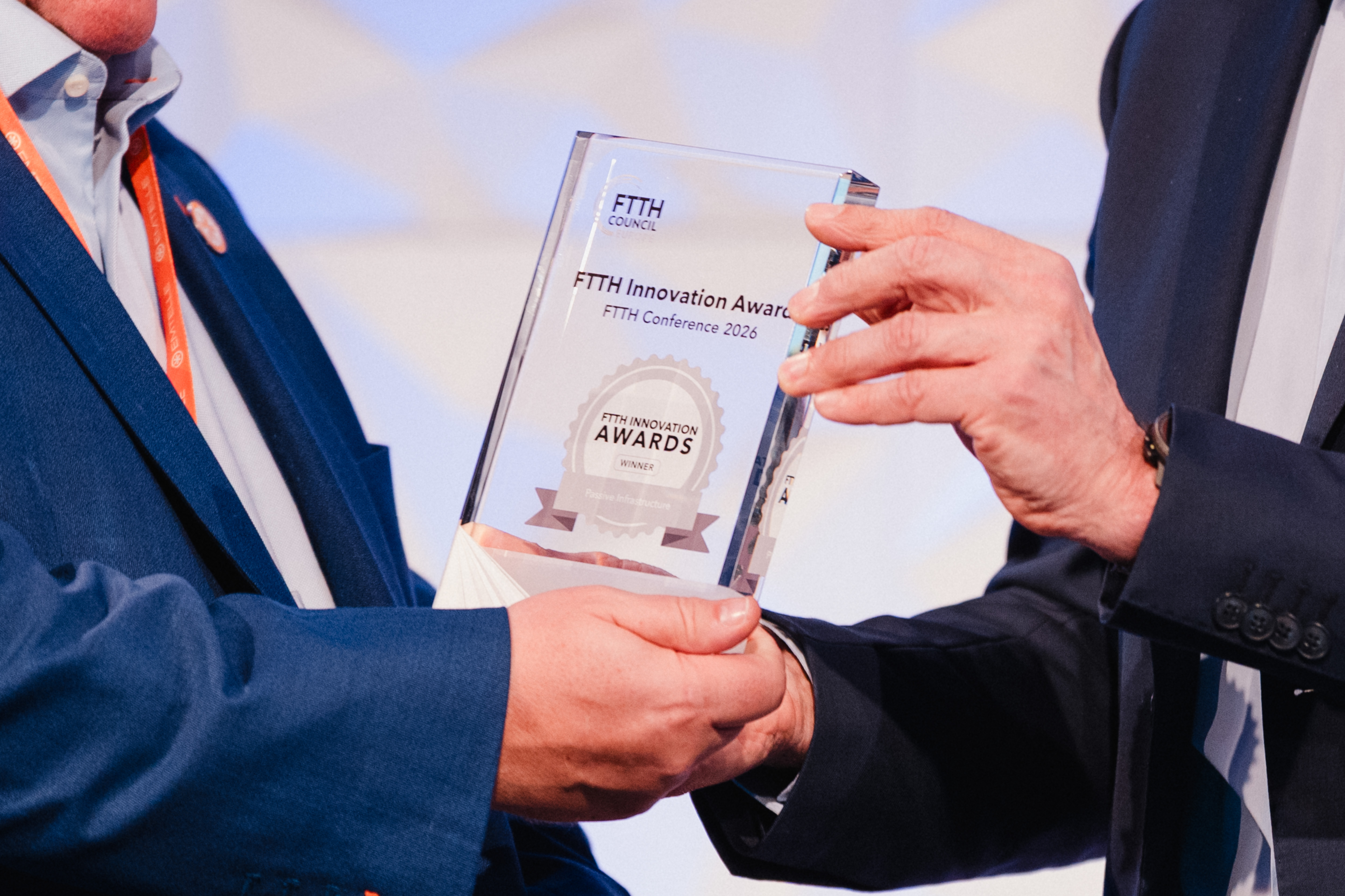 Fibre industry innovation award moment at a previous conference